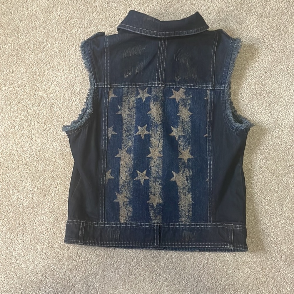 Harley-Davidson Distressed Americana Frayed Denim Vest size S